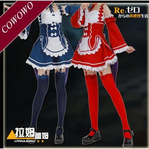 Anime! Re:Life in a different world from zero Rem Ram Little Devil Christmas Suit Uniforms Cosplay Costume Lovely Snowman Outfit