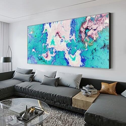 DDWW Big Size Blue Flame Cloud Abstract Picture Oil Painting for Living Room Canvas Modern Poster and Print Wall Art