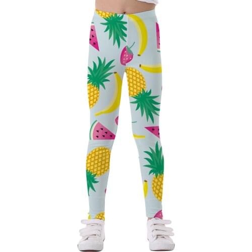 Kids Girls Fruit Print Leggings Banana Pineapple Pattern Leggins Children Princess Fitness Yoga Pants Kids Cropped Pants 5-12Y