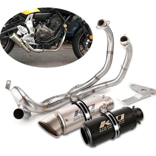 For Yamaha MT-07 FZ07 Exhaust System Motorcycle Header Mid Link Tube Slip On 51mm Mufflers Removable DB Killer Escape Steel