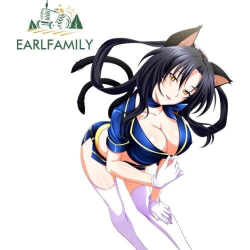 EARLFAMILY 13cm x 9.5cm For High School DxD Kuroka Anime Car Sticker Laptop Graffiti Decal Windows Sunscreen Car Door Protector