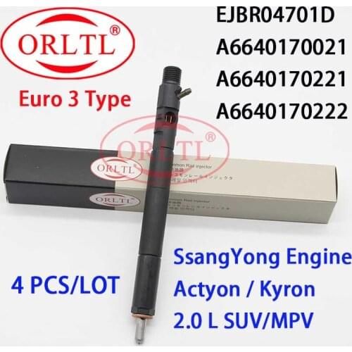 For Delphi Nozzle EJBR04701D Common Rail Injector A6640170021 ORLTL Diesel A6640170221 For Ssangyong Actyon Euro 3 Kyron 4701d