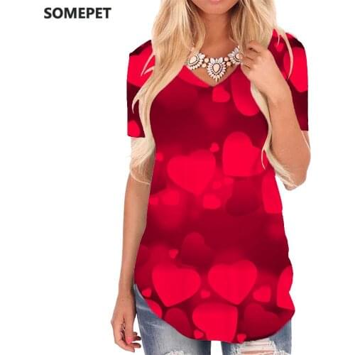 SOMEPET Love T-shirt women Red Funny T shirts Graphics V-neck Tshirt Psychedelic Tshirts Printed Womens Clothing Summer