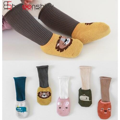 Balleenshiny Yellow Lion Cotton Long Socks Baby Knee High Socks Princess Kids Socks Girls Boys Cute Baby Sock Animals Calcetines