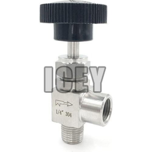 Needle valve Adjustable Right angle 1/4" male to female thread SUS304 Flow Control shut off crane