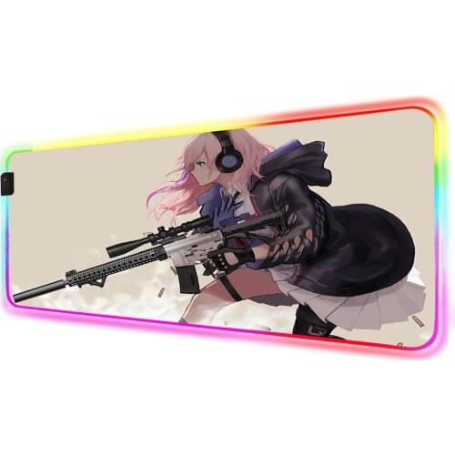 Frontline Girl and Gun Anime RGB Gaming Computer Large Mouse Pad Led 7 Color LED Custom DIY Muse Pad Backlit Keyboard Desk Pad