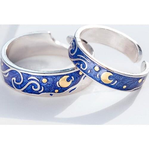 Shamir Van Goghs Starry Sky Open Flame Ring With Romantic Couples Jewelry Ring Women Jewelry Gifts