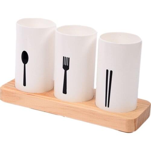 Kitchen Chopstick Tube Multifunctional Household Chopsticks Drain Tableware Storage Box Oak Base Chopstick Holder WWO66