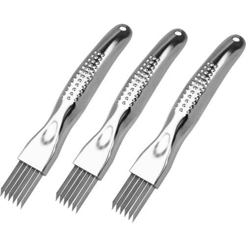 Kitchen Shred Silk the Knife,Stainless Steel Chopped Green Onion Cutter,Curved Handle Design,Food Speedy Chopper,3 Pcs