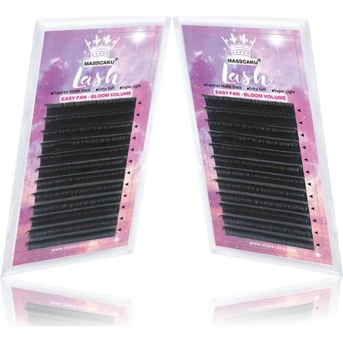 MASSCAKU 7-20mm Cashmere Easy Fanning Lashes Self Fanning Lash Extension Private Label Large Trays Flowering Volume Eyelash
