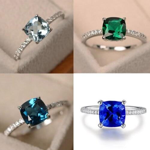 Milangirl Classic Ladies Engagement Ring Inlaid Cubic Zircon Crystal Rhinestone Metal Ring for Women Wedding Party Jewelry