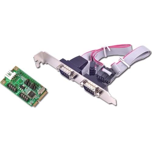 Mini PCIE To 2 Serial Port Transfer Converter Expansion Card Dual Two RS-232 COM Ports Mini 9-pin Power Supply WCH382L Chip