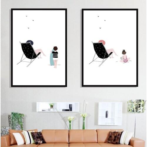 Minimalism Beach Woman Sunbathing Surf Wall Art Canvas Painting Nordic Posters And Prints Wall Pictures For Living Room Decor