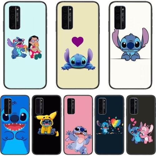 Cartoon phone case stitc Phone Case Hull For Huawei Honor 8 9 10 20 30 A S Lite Pro 5g i Black Back Soft Cell Cover Pretty