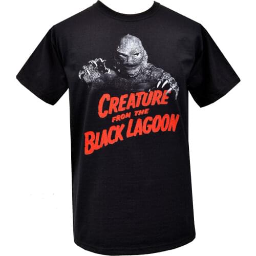MENS BLACK T-SHIRT CREATURE FROM THE BLACK LAGOON RED BMOVIE VINTAGE HORROR T-Shirt Short Sleeve top tee
