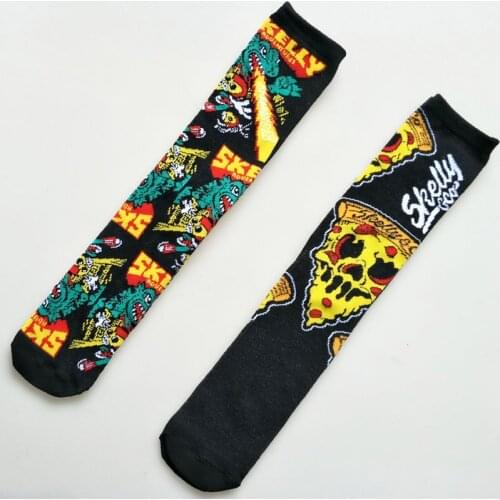 Mens Standard Sock Fire Mens Knee High Fruit Socks Black Unisex High Happy Cartoon Cotton Sox for Mens Spring Trendy Skarpetki