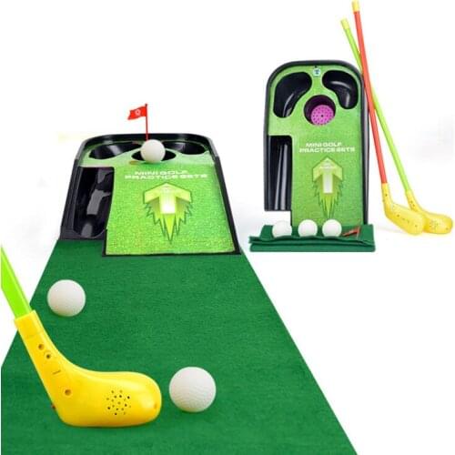 [ Funny ] Family Mini golf practice sets flash sounding vibration golf ball toy child sport Golf clubs carpet ball set kids gift