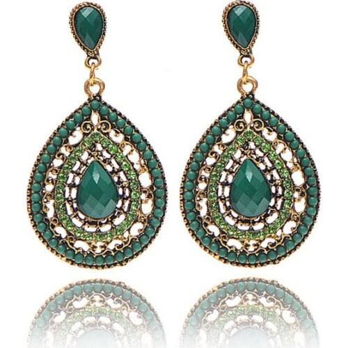 2015 New Arrival Luxury Bohemian Drop Earring Resin Bead Lady Heart Vintage Earring for lady A035G