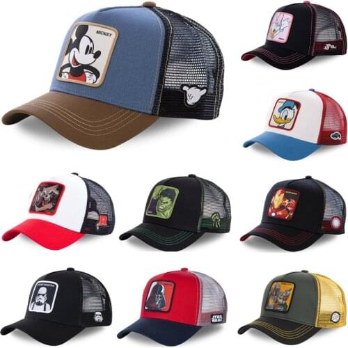 New Brand Anime Cartoon Mickey MARVEL Snapback Cotton Baseball Cap Men Women Hip Hop Dad Mesh Hat Trucker Hat Dropshipping