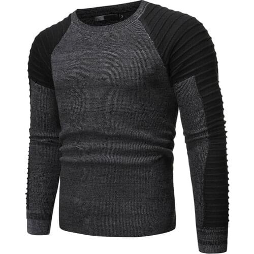 Autumn Winter Knitted Sweater Men New Casual Slim O-Neck Pullover Men Full Sleeve Patchwork Sweaters Knittwear Jumper Pull Homme