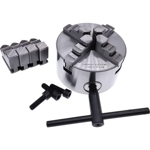 4 Jaw Self-Centering Chuck Lathe Chuck K12-100 Scroll Chuck 100mm For Small Lathe with Hardened Steel With Two Sets Of Jaws
