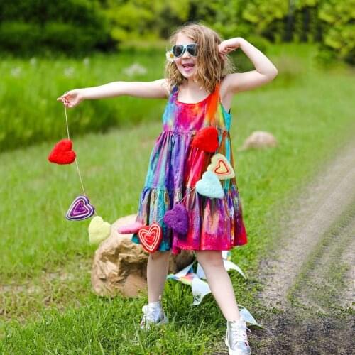 Kids Girls Fashion Sleeveless Tie-dye Dress Summer Stylish Dress for Children Baby Girls