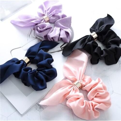 Solid Bunny Rabbit Ears Headbands Elastic Hair Band for Women Turban Head Wrap Bow Knot Metal Wire Scarf Hair Accessories