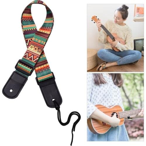 Adjustable Ukulele Guitar Strap Soft Polyester Shoulder Belt with Plastic Buckle Hanging Rope for Ukulele Guitar Accessories