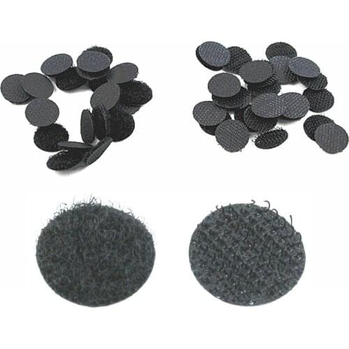 AIJJU 100Pairs black No Glue Self Adhesive Fastener Tape Dots 15/20mm Magic Sticker Disc Round Coins Hook Loop Tape diy sewing