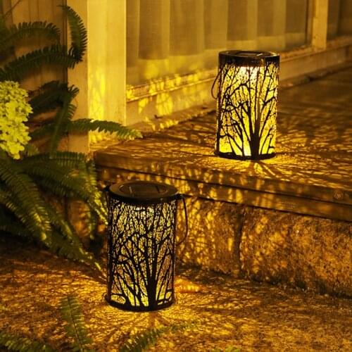 Led Solar Garden Light Iron Lantern Vintage Outdoor Gourtyard Garden Decor Tree Hanging Light Solar Lamp For Patio Porch Home