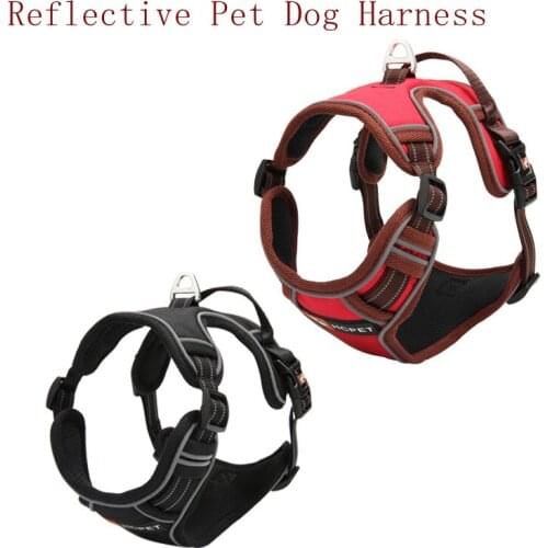 Reflective Pet Dog Harness Dog Padded Vest Adjustable Chest Strap With Handle Safety Lead All Weathers For Medium Large Dogs