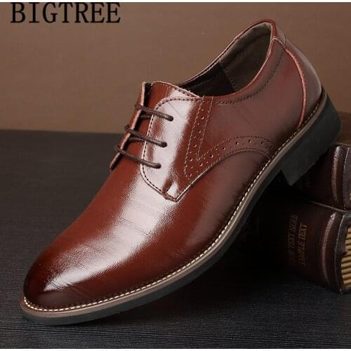 Coiffeur Suit Shoes Men Dress Formal Shoes Men Genuine Leather Italian Brown Shoes Men Classic Luxury Brand Chaussure Homme Bona