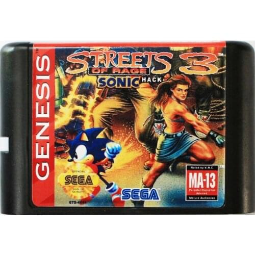 Streets Of Rage III Sonic Hack 16 bit MD Game Card For Sega Mega Drive For SEGA Genesis