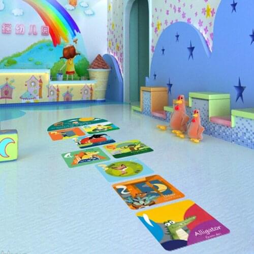 Cartoon Animals Wall Stickers for Kids Rooms Kindergarten Class Home Decor Wallpapers for Bedroom Floor Decoration DIY Vinyl