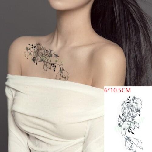 Waterproof Temporary Tattoo Sticker ins Mermaid flowers sexy Body Art flash tatoo fake tatto for Women Men