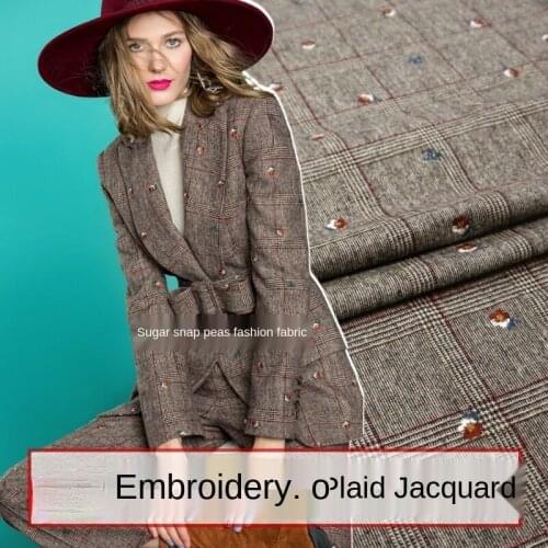 Embroidered plaid yarn-dyed jacquard suit jacket fashion fabric fabric, sewing fabric factory shop is not out of stock