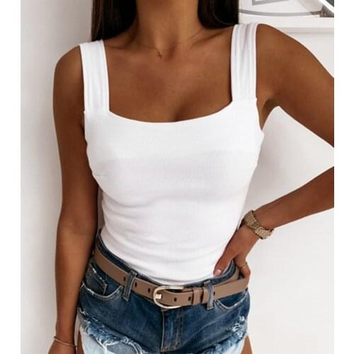 22021 Womens Summer Sexy One-word Neck Low-cut Suspender Slim Top Vest Charming Fashionable Avant-garde Cool Design