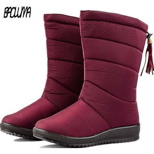 VIP Winter Women Boots 2020 Women Winter Shoes Mid-Calf Snow Boots Waterproof Tassel Shoes Fur Wedges Woman Footwear Chaussures
