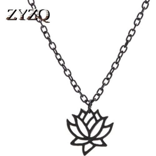 ZYZQ Sweety Hollow Out Lotus Flower Shaped Pendant Necklace Exquisite Charming Birthday Gift Choker Necklace Jewelry Simple