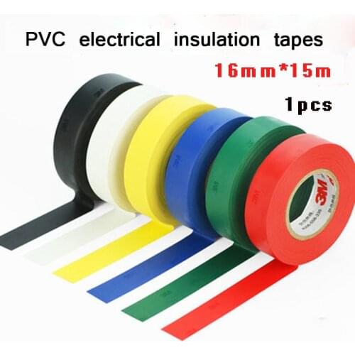 1pcs 16mm width 15yards meters PVC Electrical tape insulation tapes Heat Resistant Electrical waterproof Power insulating tapes