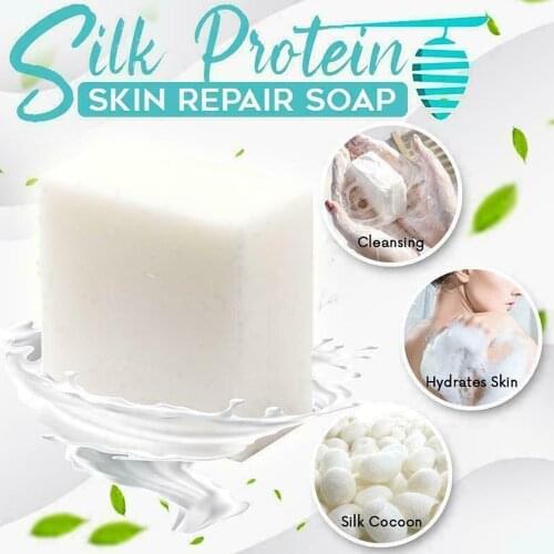 100g Natural Goat Milk Cleansing Soap Silk Protein Skin Repair Soap Bar Handmade Silk Protein Foam Wash Bath Skin Care Soap