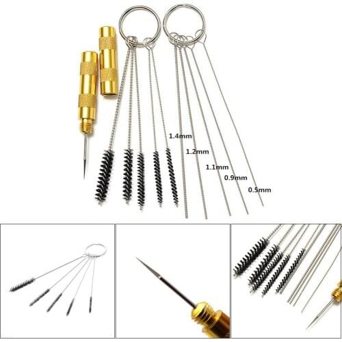 11pcs/set Airbrush Spray Gun Nozzle Cleaning Repair Tool Kit Needle & Brush Set 2