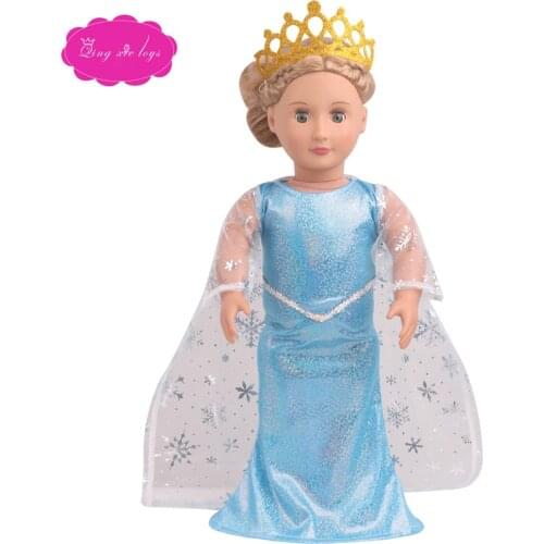 18 inch Girls doll dress baby gir Blue dress American newborn accessories fit 43 cm baby dolls c809