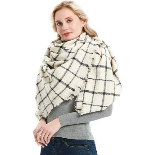 2021 womens spring plaid scarf, autumn new fashion cashmere square warm scarf, 19 colors plaid Shawls Wraps for ladies