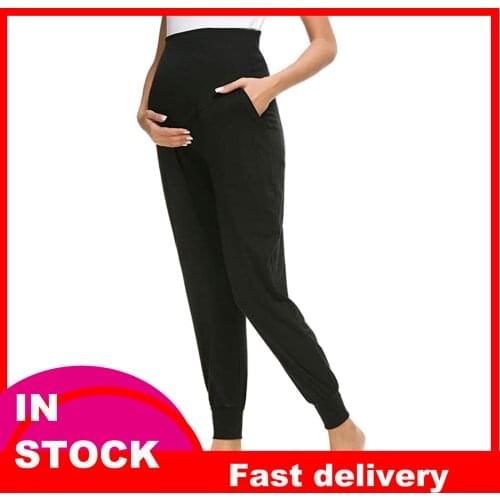 4# Solid Maternity Clothing Pants Stretchy Comfortable Lounge Pants Capris Clothes For Pregnant Women Одежда Для Беременных