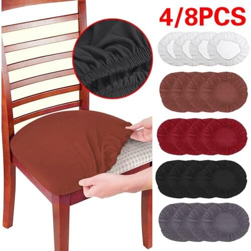 4Pcs Stretch Elastic Dining Room Chair Seat Covers Seat Protector Universal Removable Washable Chair Seat Cushion Slipcover