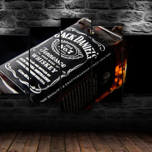 5 Pcs Spirits Whiskey Bottle Poster Canvas Picture Print Wall Art Canvas Painting Wall Decor for Living Room No Framed