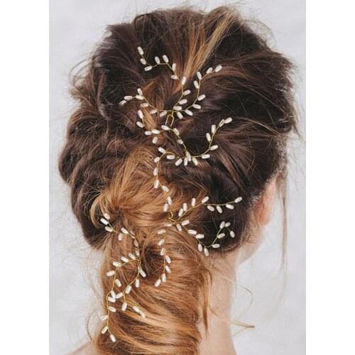 6PCS Gold Color Hair Pins Pearl Handmade Hair Jewelry Wedding Hair Ornament Accessories Head Decoration Pins New Twig Sticks