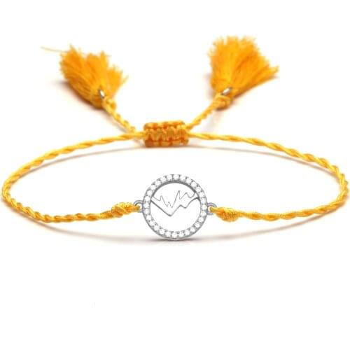 Glaring Cubic Zirconia Copper Mountain Charm Bracelet Women Girl Cotton Tassel Twist String Handmade Slide Knot Jewelry Present