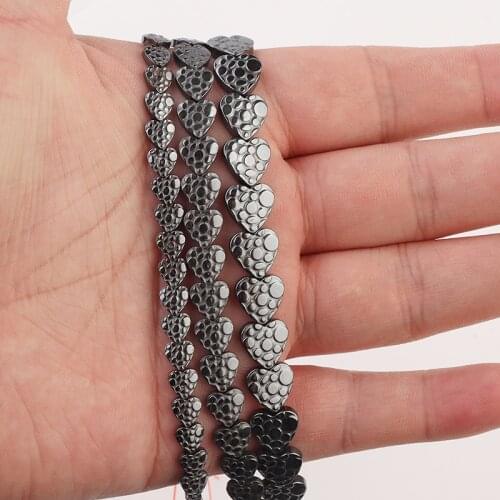 Natural Stone Beads Pattern Heart Black Hematite Loose Spacer Beads For Jewelry Making DIY Bracelet Loss Weight Wholesale